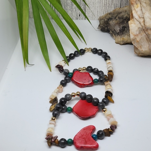 Boho Seashell Gemstone Anklet - Picture 1 of 3